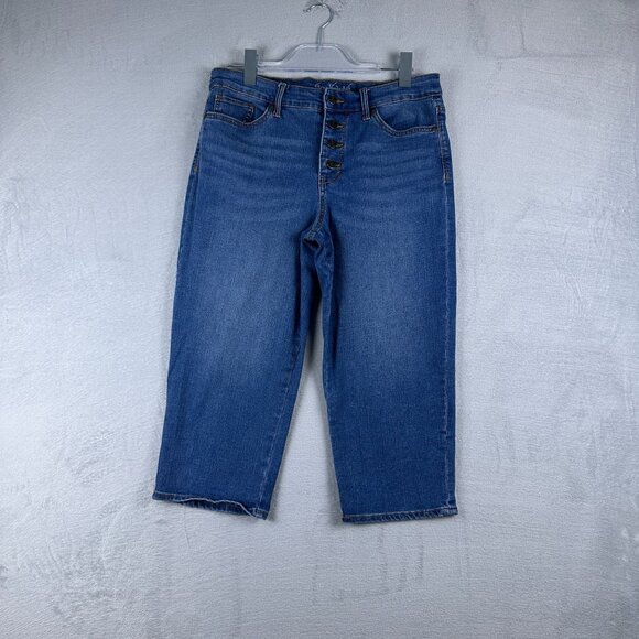 Gloria Vanderbilt Women's Capri Jeans Rail Straight Slimming Effect Blue Size 10 - Picture 1 of 10